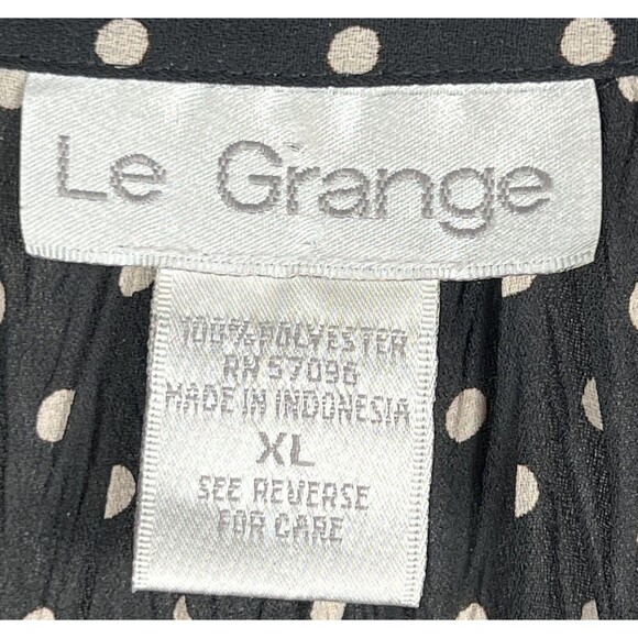 Vintage Y2K Le Grange Sz XL Button-Up Top Crinkle Polka Dot Bell Grunge Coquette - Picture 3 of 6